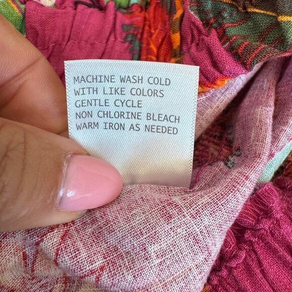 Rachel Roy Pink Floral Tropical Linen Blend Tiered Maxi Skirt Medium - Picture 10 of 10